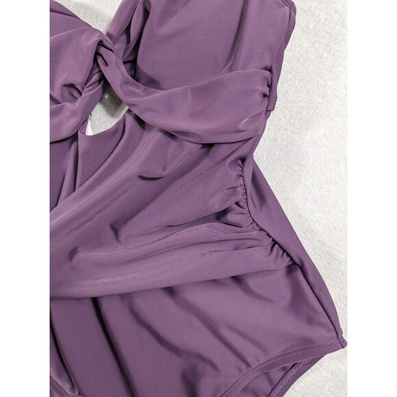 NWT Cupshe Swim Suit Women's Small Purple One Piece Ruched Adjustable Strap - Picture 6 of 12